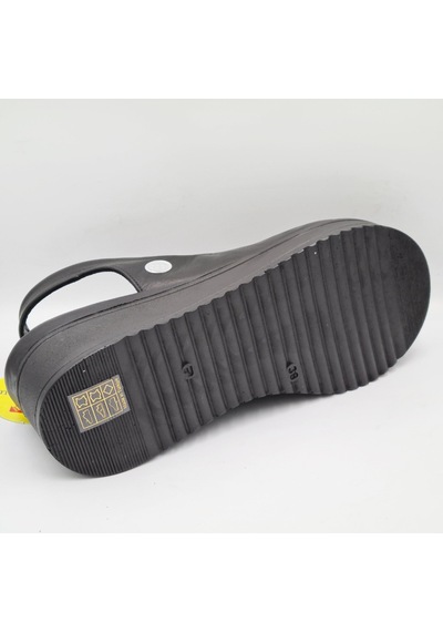 Mammamia D26ys-5295 Siyah Hakiki Deri Dolgu Topuklu 7cm Lastikli Kadın Sandalet Siyah