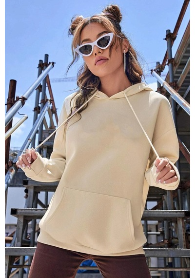 Uyguntarz Unisex Oversize Hey You Baskılı Sweatshirt Bej