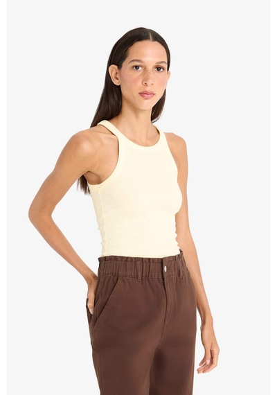 Defacto Slim Fit Dar Kesim Halter Yaka Fitilli Kaşkorse Atlet E2176ax25spyl450 SARI