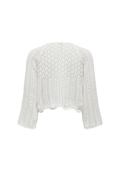 Only Kadın Örme Detaylı Beyaz Crop Kazak - 15233173 Beyaz