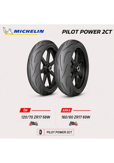 Michelin Pilot Power 2ct 120/70 Zr17 58w - 160/60 Zr17 69w Ön Arka Motosiklet Lastik Takımı