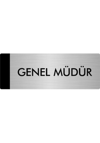 Metal Yönlendirme Levhası, Departman Kapı Isimliği Genel Müdür 7x20 Cm Gümüş Renk