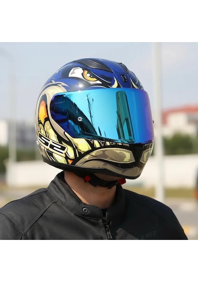 Ls2 Rapıd 2 Spox Mavi-gri Kask Gökkuşağı Vizör + Şeffaf Vizör Çok Renkli