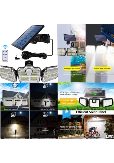 Solar Panelli Uzaktan Kumandalı 122 Led Bahçe Aydınlatması