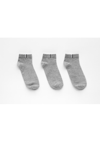 Plus Scorpion Erkek Pamuklu Sneaker Çorap 3 Lü Paket 40-44 Numara Mavi / Gri / Yeşil Nefes Alabilir Spor Ve Günlük Kullanım Gri