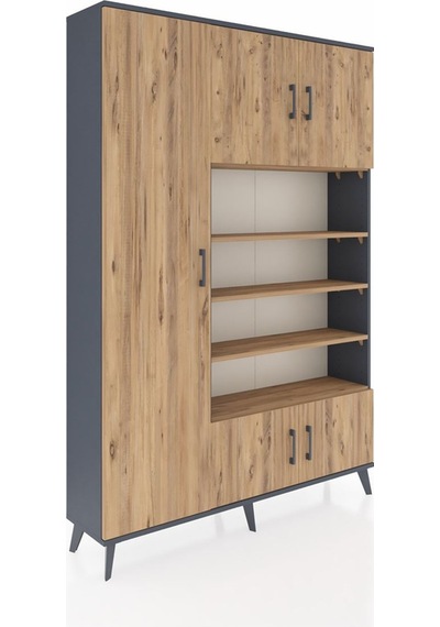 Arges Dolap 10 Raflı 5 Kapaklı 132x30x195 Antrasit-çam/çam Antrasit Arges Dolap 10 Raflı 5 Kapaklı 132x30x195 Antrasit-çam/çam Antrasit