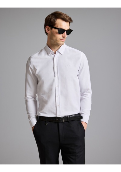 Pierre Cardin Beyaz Slim Fit Dokulu Uzun Kollu Gömlek 50333820-vr013