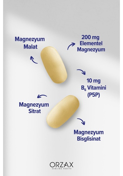 Extramag Üçlü Kombinasyon Magnezyum 200 Mg Takviye Edici Gıda 60 Tablet