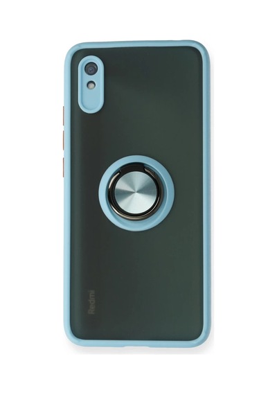 Xiaomi Redmi 9a Uyumlu Kılıf Montreal Yüzüklü Silikon Kapak - Buz Mavi