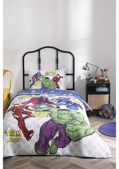 Özdilek  Avengers Team Tek Kişilik Disney Lisanslı Lastikli Fitted Çarşaf Kapitone Çocuk Nevresim Tak