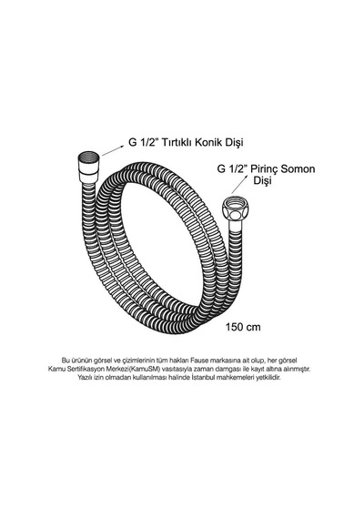 Çelik Kromlu Duş Hortumu 150 Cm Pirinç Somon Kdh101 6998