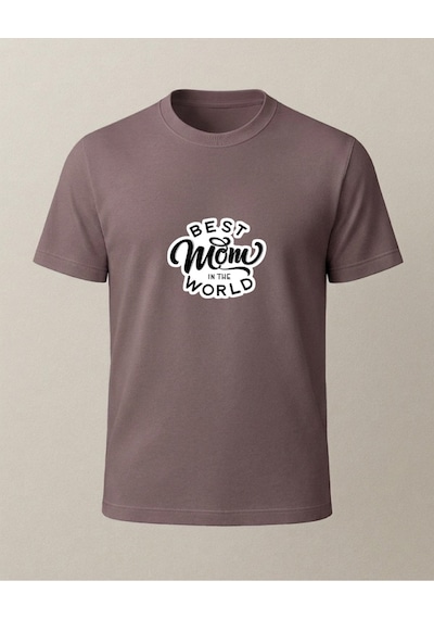 Best Mom İn The World Baskılı T-shirt Kahverengi