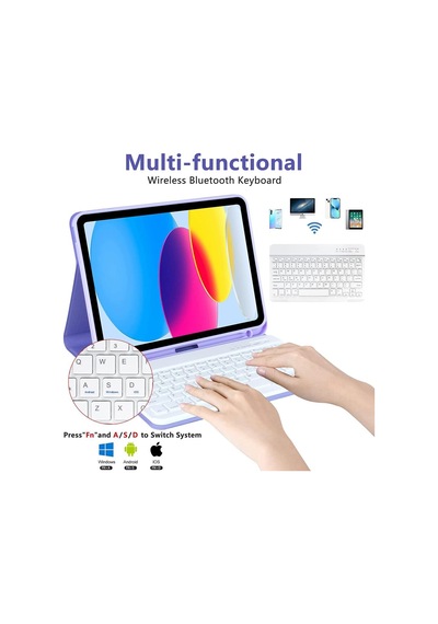 Apple Uyumlu iPad Air 4/5. Nesil 10.9 Kılıf Kablosuz Klavyeli Kılıf Mobax 10.nesil Değildir Kılıf