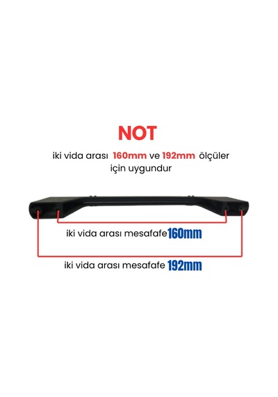 4 Adet Çizgili Saroz Siyah Metal Mobilya Kulpu 160mm - 192mm Siyah