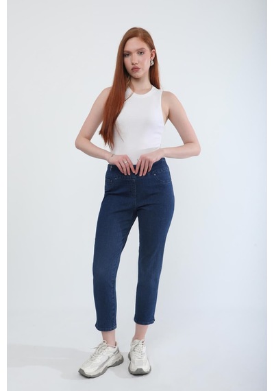 Blue White Kadın Likralı Esnek Lacivert Rins Jean Pantolon 30