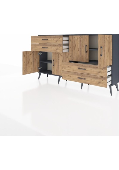 Arges Konsol 3 Raflı 4 Çekmeceli 4 Kapaklı 176x30x99 Antrasit-çam Atlas Çam/atlas Çam - Antrasıt Arges Konsol 3 Raflı 4 Çekmeceli 4 Kapaklı 176x30x99 Antrasit-çam Atlas Çam/atlas Çam - Antrasıt
