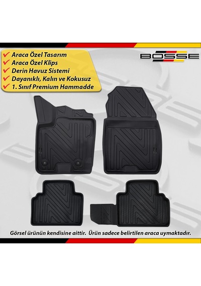 Ford Courier Paspas Araca Özel 2014-2023 Derin Havuzlu Paspas Bosse North Serisi