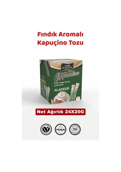 Aladeep Fındık Aromalı Kapuçino Hazır Kahve 24 x 20 G