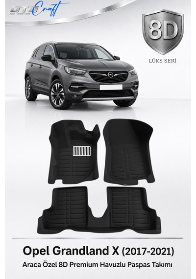 Otocraft Opel Grandland X 2017-2021 Araca Özel 8d Havuzlu Oto Paspas Takımı Siyah Tam Set 3 Parça