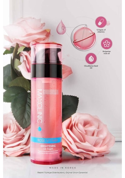 Maxclinic Gül Yağı ve Vitamin Kapsülleri İle Tek Adımda Çift Aşamalı Temizlik Rose Vitamin Oil Foam