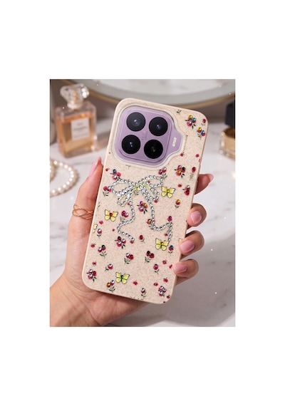 Xiaomi Mi 17t Pro Taşlı Desenli Fiyonk Silikon Kılıf Altın