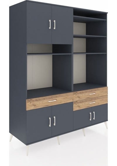 Kronos Gardrop 10 Raflı 3 Çekmeceli 8 Kapaklı 176x59x221 Antrasit-antrasit/çam Beyaz Kronos Gardrop 10 Raflı 3 Çekmeceli 8 Kapaklı 176x59x221 Antrasit-antrasit/çam Beyaz