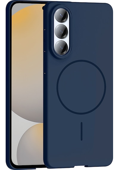 Galaxy Uyumlu S25 Edge Kılıf M-safe Şarj Özellikli Ruby Sert Kılıf Lacivert