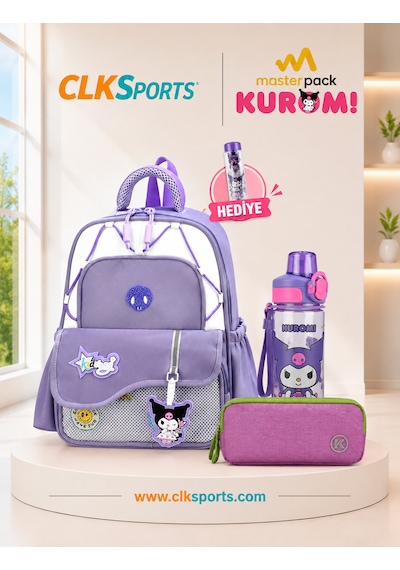 Masterpack Deluxe Anaokulu Çantası , Kalem Çantası , Kuromi Suluk Matara Hediye Mor