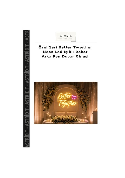 Özel Seri Better Together Neon Led Işıklı Dekor Arka Fon Duvar Objesi Çok Renkli
