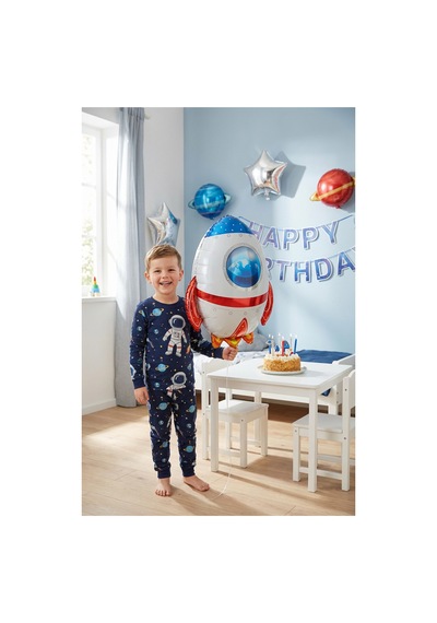 Uzay Roket Folyo Balon 67x55 Cm Uzay Temalı Çocuk Doğum Günü Parti Süsü Çok Renkli