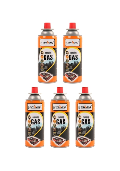 5'li Gaz Kartuşu Set Beşli Pürmüz Gazı 5 Adet 227 Gr Kamp Gazı Kartuş Seti Gümüş