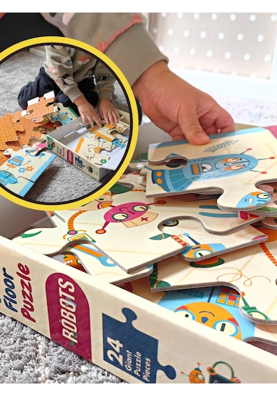 Doerkids Baby Puzzle Dev Robotlar Puzzle Jumbo Yer Puzzle Robots 24 Parça