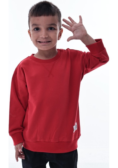 Erkek Çocuk Kırmızı Sweatshirt %100 Pamuk, Yumuşak Kumaş, Rahat Kalıp, Günlük Spor Stil Kırmızı Erkek Çocuk Kırmızı Sweatshirt %100 Pamuk, Yumuşak Kumaş, Rahat Kalıp, Günlük Spor Stil Kırmızı