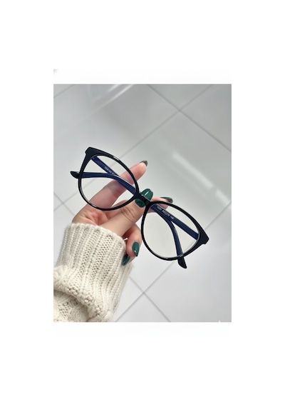 Glam Cat Eye Mavi Işık Filtreli Optik Cam Uyumlu Koruyucu Gözlük Siyah