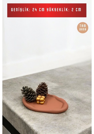 Beyaz Sunumluk Takı Tabağı Dekoratif Tepsi Obje Ev Dekorasyon Model 18 - Terracotta