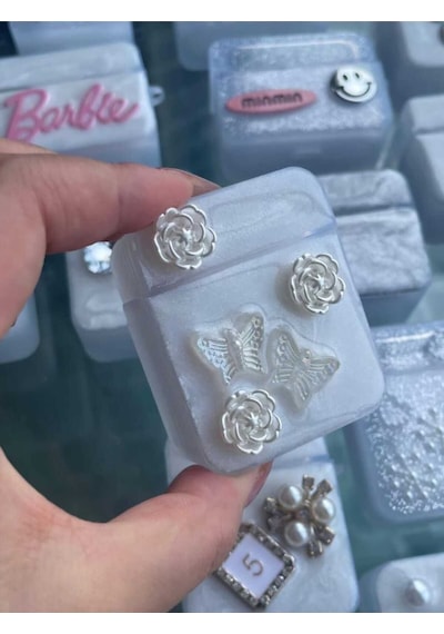 Apple Uyumlu iPhone 1/2. Nesil  Koruyucu Bluetooth Kulaklık Kılıfı Gül Ve Kelebek Airpods 1/2. Nesil