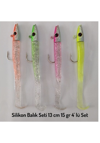 Lrf - Spin Atçek - Silikon Balık Seti 13 Cm 15 Gr 4'lü Set