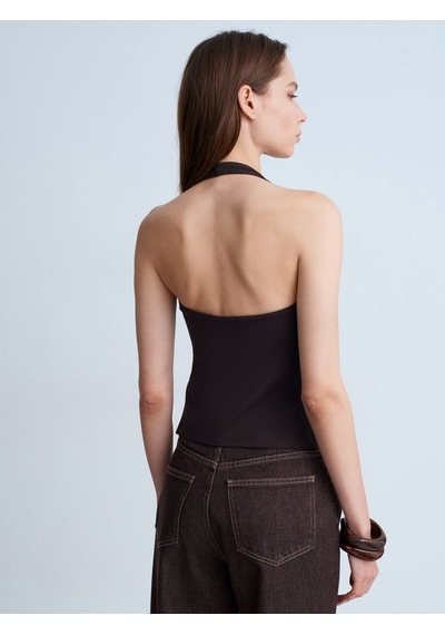 Dilvin 32726 Halter Yaka Top-koyu Kahve