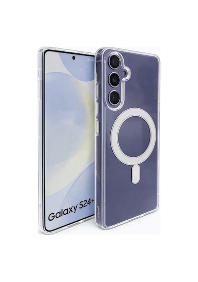 Samsung Galaxy S24 Plus Uyumlu Kamera Korumalı Magsafe Wireless Şarj Özellikli Lüks Şeffaf Silikon Telefon Kılıfı