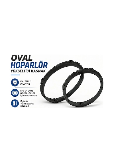 Oval Hoparlör Yükseltici Kasnak - 2 Adet - Kaliteli , Vida Yerleri Olan Kayık Hoparlör Kasnağı - 2 A