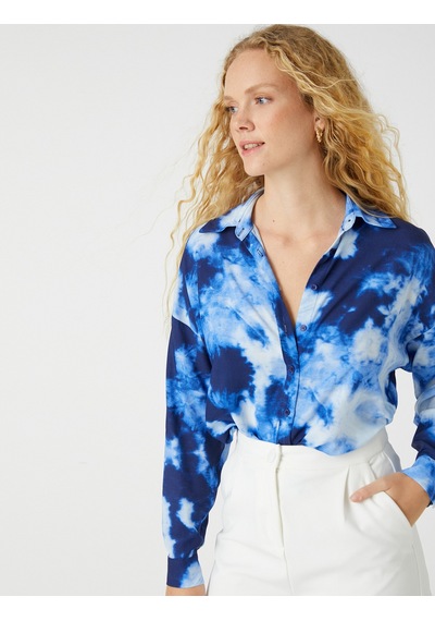 Koton Batik Görünümlü Gömlek Lacivert Desenli 2sak60195cw