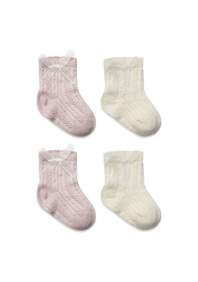 Erturkstore Fiyonklu Penye Soket Çorap 2li 10149 Lila Çok Renkli