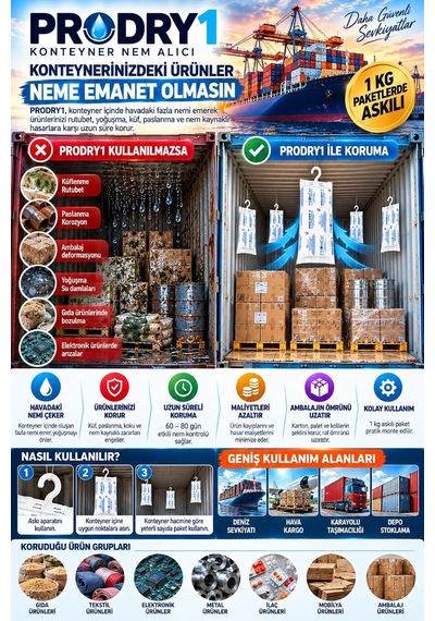 Prodry 1 Konteyner Nem Alıcı Aktif Kil Askılı Rutubet Giderici, Nem Tutucu, Yoğuşma Ve Korozyon Önleyici 5 Pa Diğer