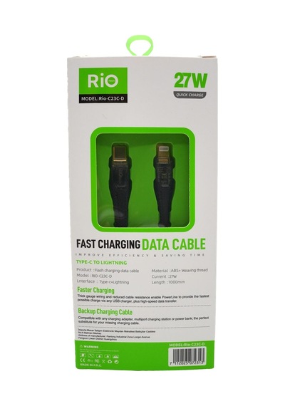 Rio Tech 27w Hızlı Şarj Ve Data Kablosu Type-c To Lightning 1 Metre