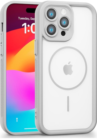 Apple Uyumlu iPhone 14 Pro Max  Kamera Korumalı Magsafe Wireless Şarj Özellikli Mat Silikon Gri Renkli Silikon Telefon Kılıfı