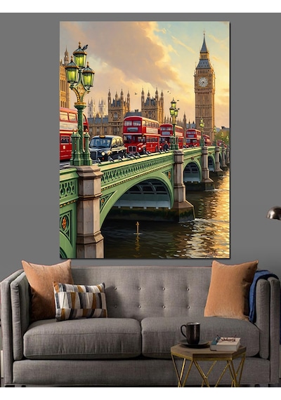 Ahşap Tablo Londra Köprüsü Şehir Manzarası