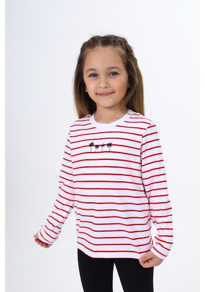 Toontoy Kids Toontoy Kız Çocuk Çizgili Tişört Kırmızı