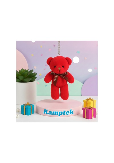 Peluş Tasarım Anahtarlık Aksesuar Ayıcık Hediyelik Anahtarlık Kırmızı Kırmızı