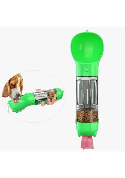 Petinka Kedi Köpek Suluğu Taşınabilir Hazneli Mama Kaplı Kaka Poşetli 300 ML