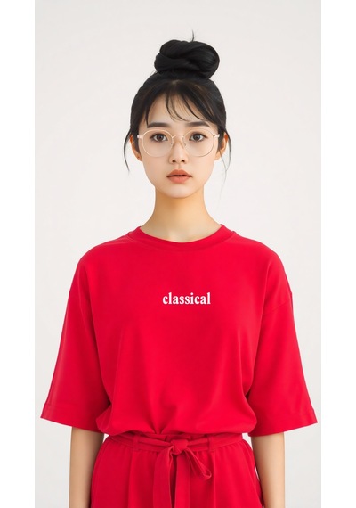 Uyguntarz Classical Baskılı Oversize Tshirt Kırmızı-280198